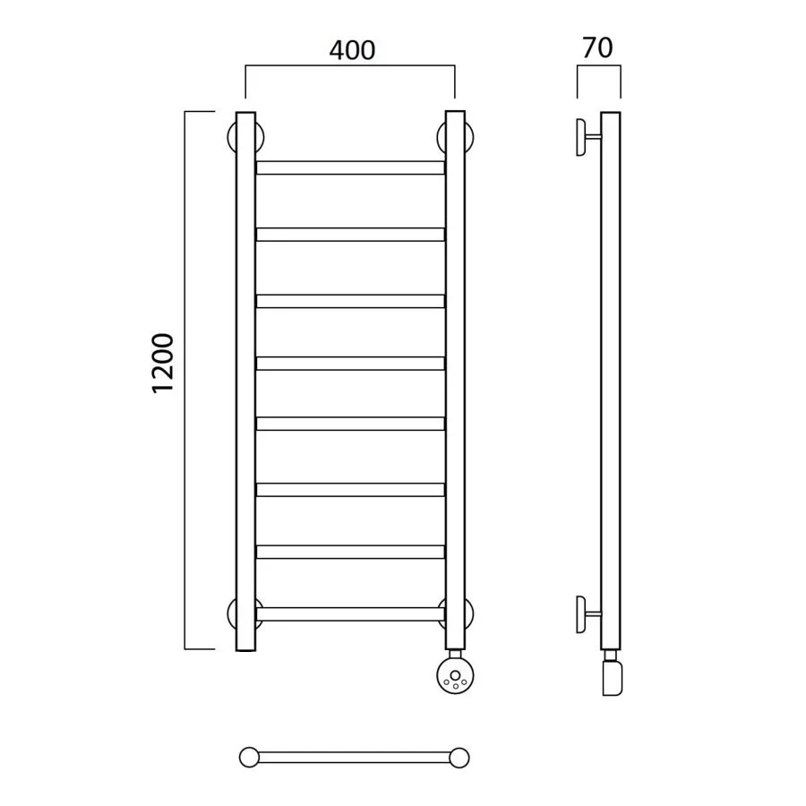 картинка Полотенцесушитель электрический ПРЯМАЯ 120х40 ПРАВЫЙ Aquanerzh 000-10A12040_R 