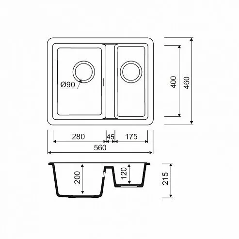 картинка Мойка кухонная из искусственного гранита IDDIS Tanto TU4B565i87 