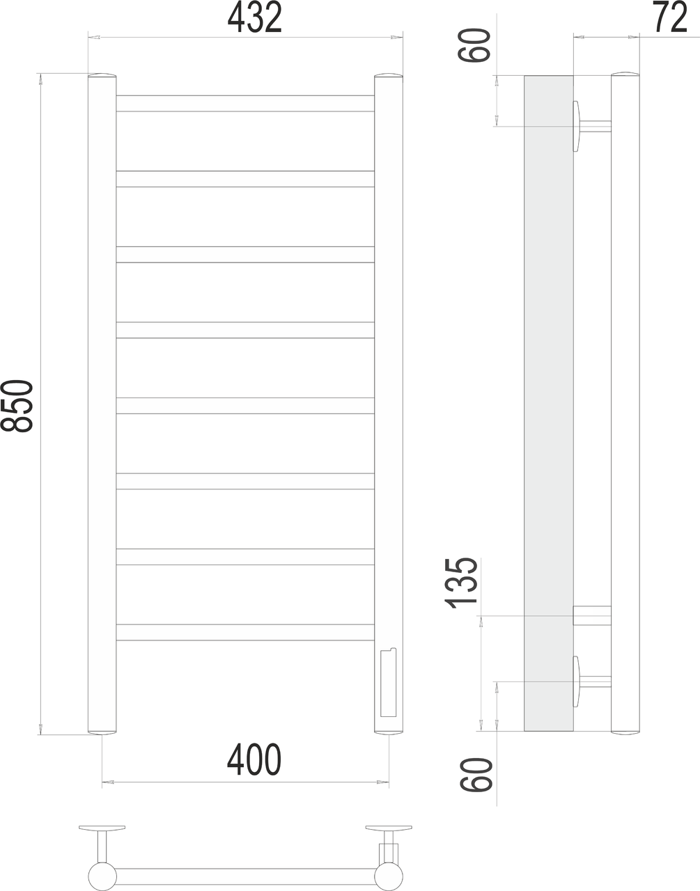 картинка Полотенцесушитель электрический Terminus Аврора П8 400х850 