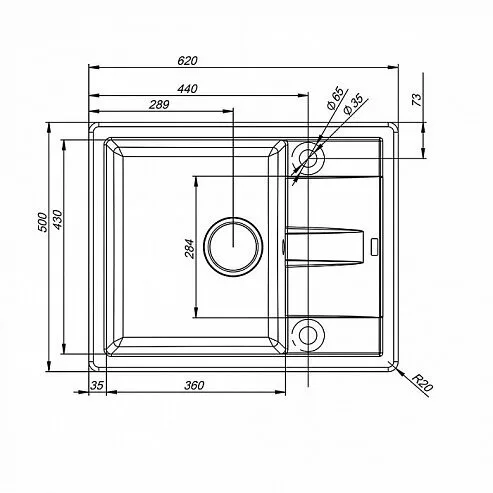 картинка Мойка кухонная из искусственного гранита IDDIS Vane G V07G621i87 