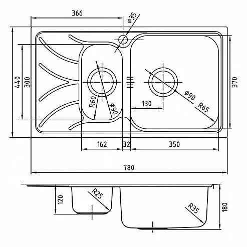 картинка Мойка кухонная из нержавеющей стали IDDIS Arro ARR78PZi77 