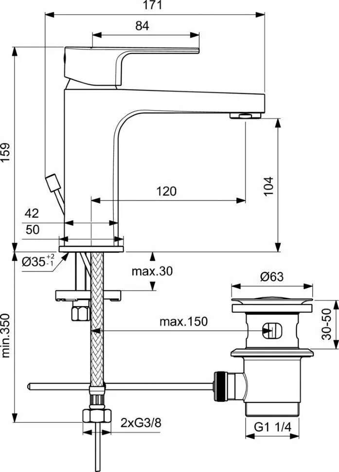 картинка Смеситель Ideal Standard BC686AA для раковины 