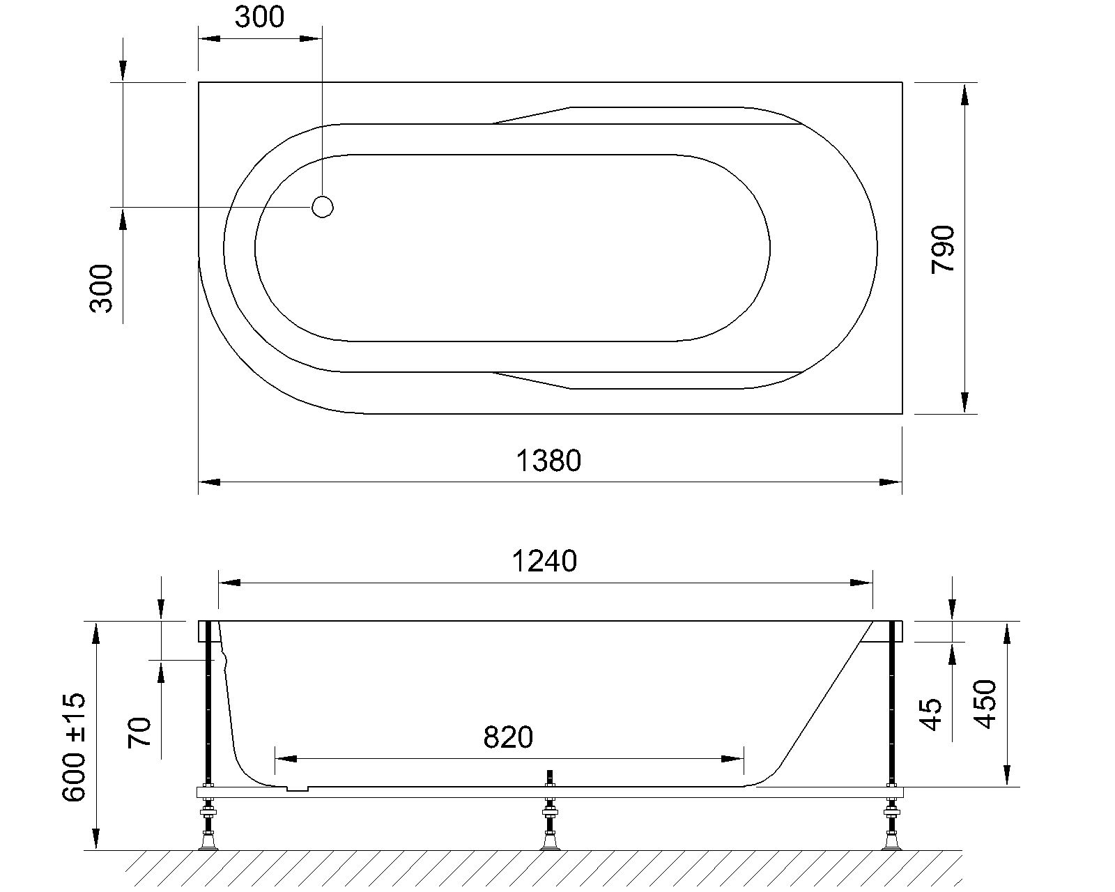 картинка Гидромассажная ванна Royal Bath AZUR DE LUXE 140x80x60R 