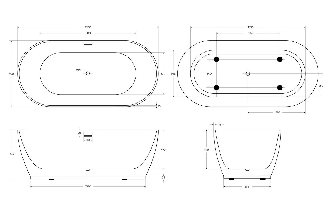 картинка Акриловая ванна BelBagno BB413-1700-800 