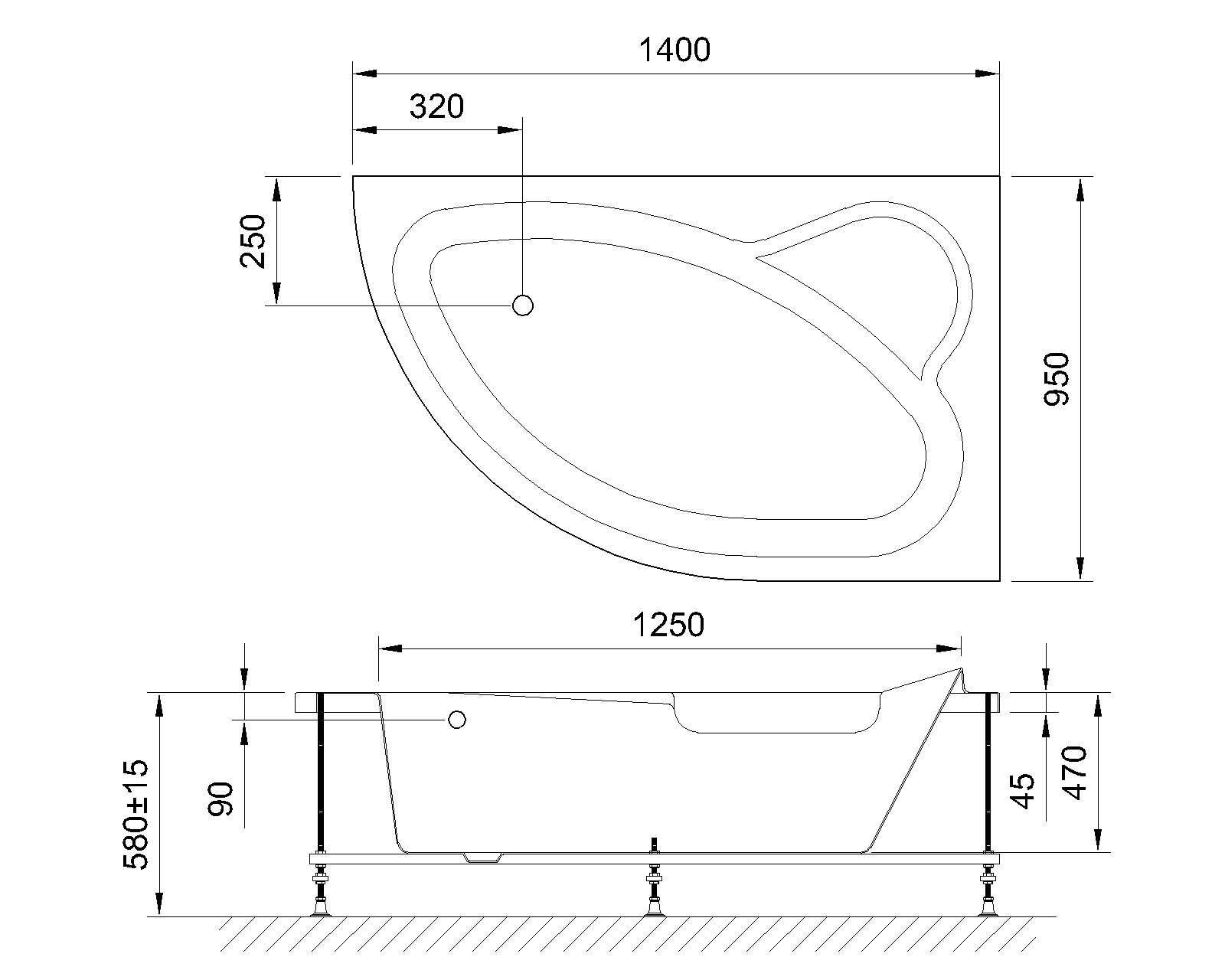 картинка Гидромассажная ванна Royal Bath ALPINE DE LUXE 140x95x58R 