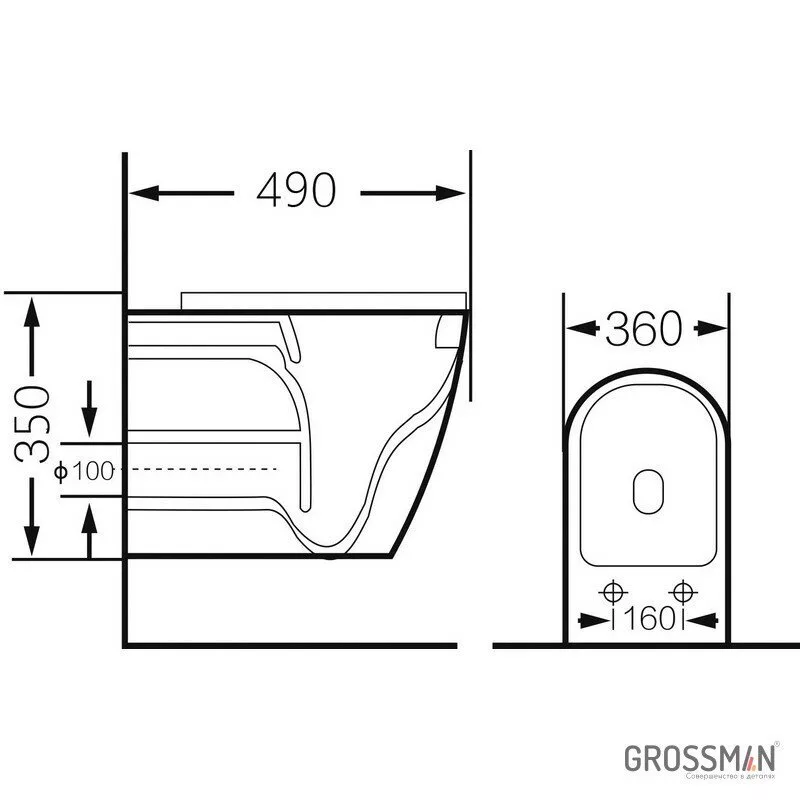 картинка Унитаз подвесной Grossman GR-4455GWS безободковый с тонкой крышкой, золото/белый 