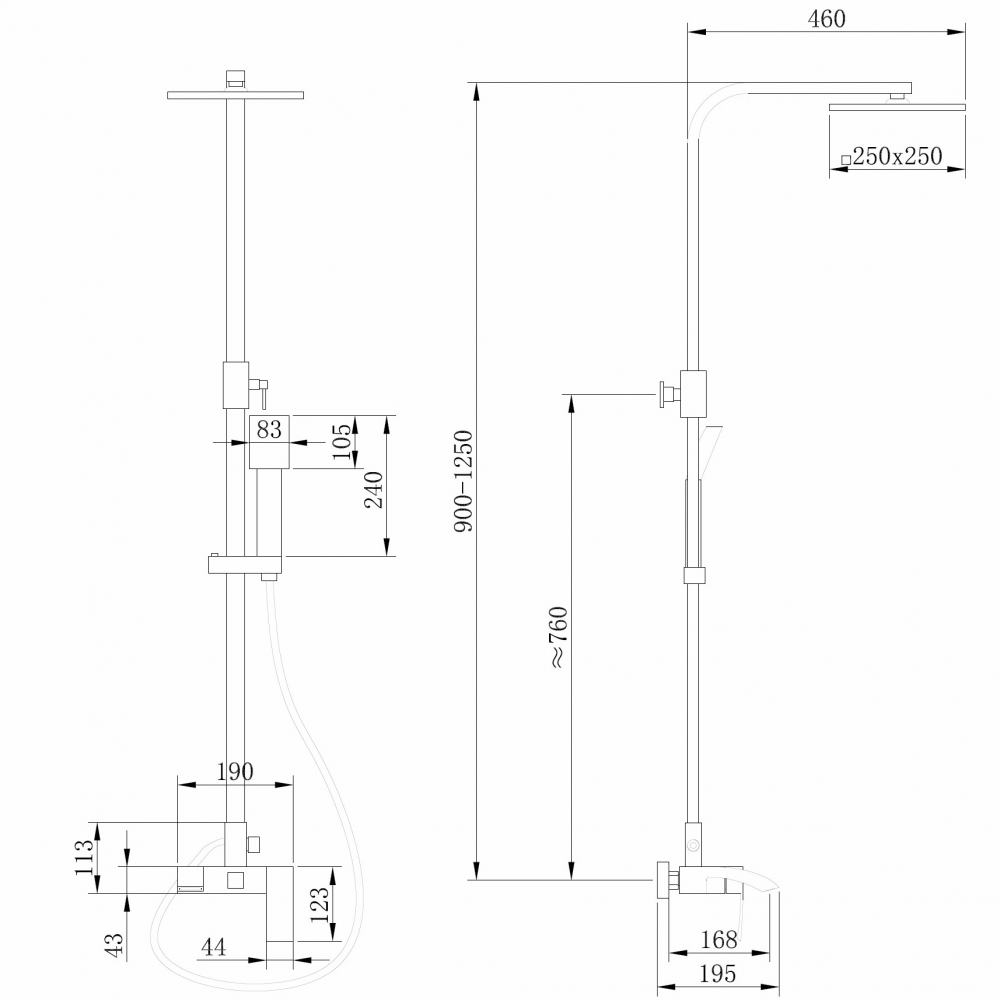 картинка Душевая стойка ABBER Wasserfall AF8616G с изливом золото матовое 