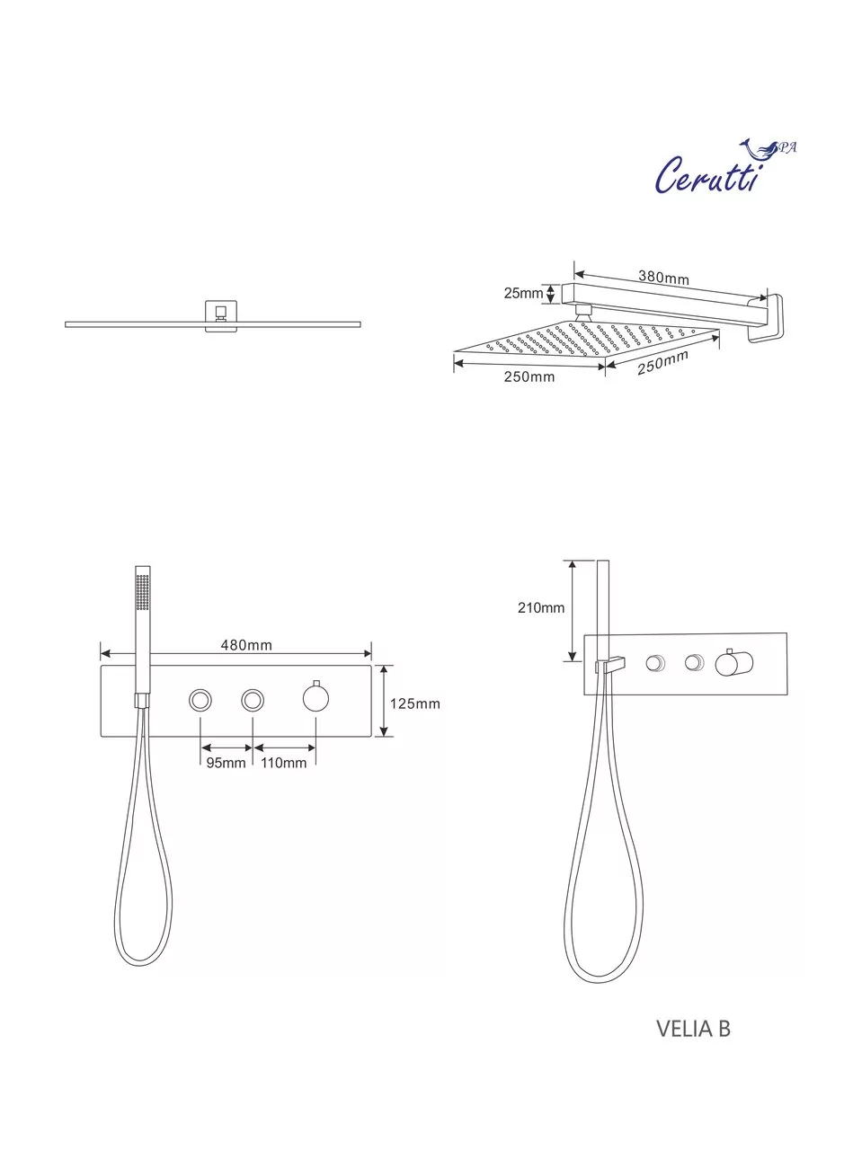 картинка Панель душевая Ceruttispa VELIA B встраиваемая CT10399 черный 