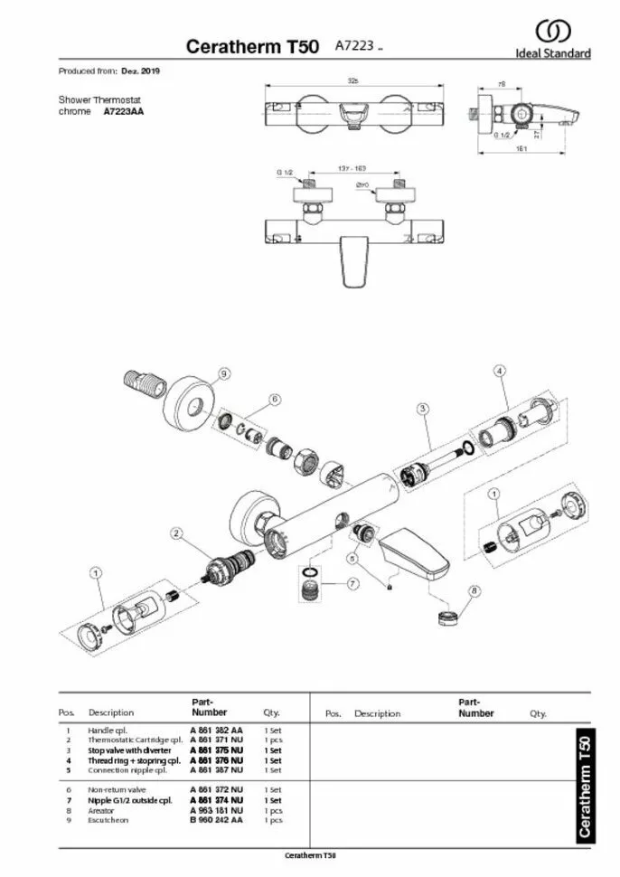 картинка Смеситель Ideal Standard A7223AA для ванны с душем 