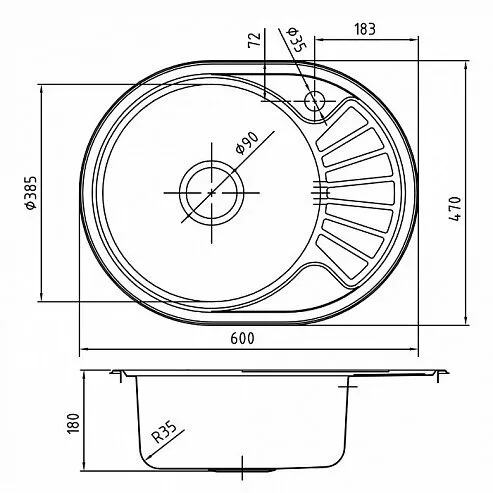 картинка Мойка кухонная из нержавеющей стали IDDIS Suno SUN60PLi77 