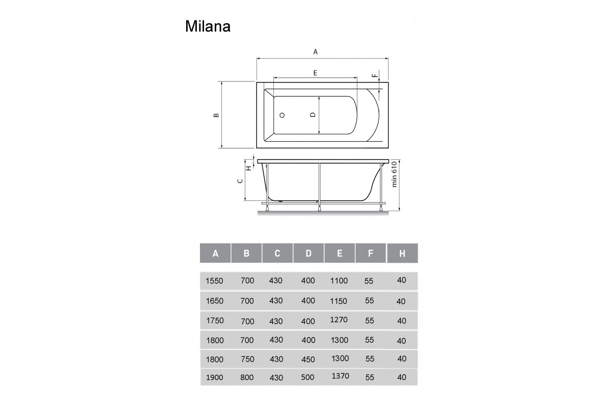 картинка Акриловая ванна Vayer Milana 190x80 