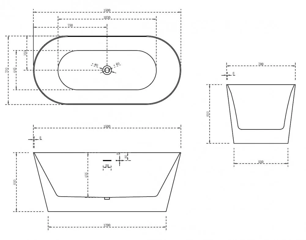 картинка Акриловая ванна Abber AB9222-1.5 