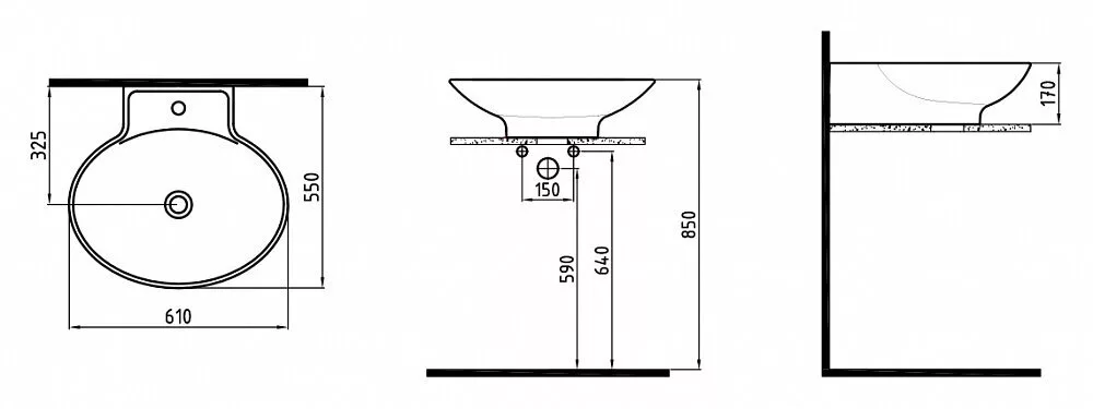 картинка Раковина Bien Harmony HRLG06101FD1W3000 