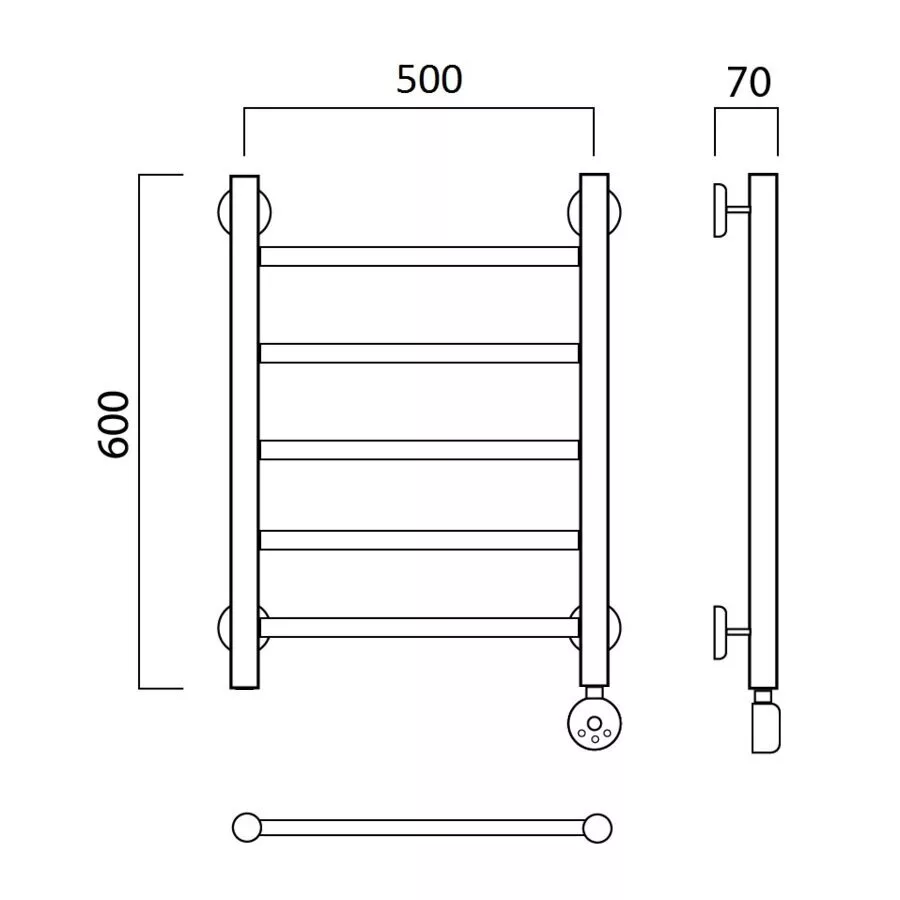 картинка Полотенцесушитель электрический ПРЯМАЯ 60х50 ПРАВЫЙ Aquanerzh 000-10A6050_R 