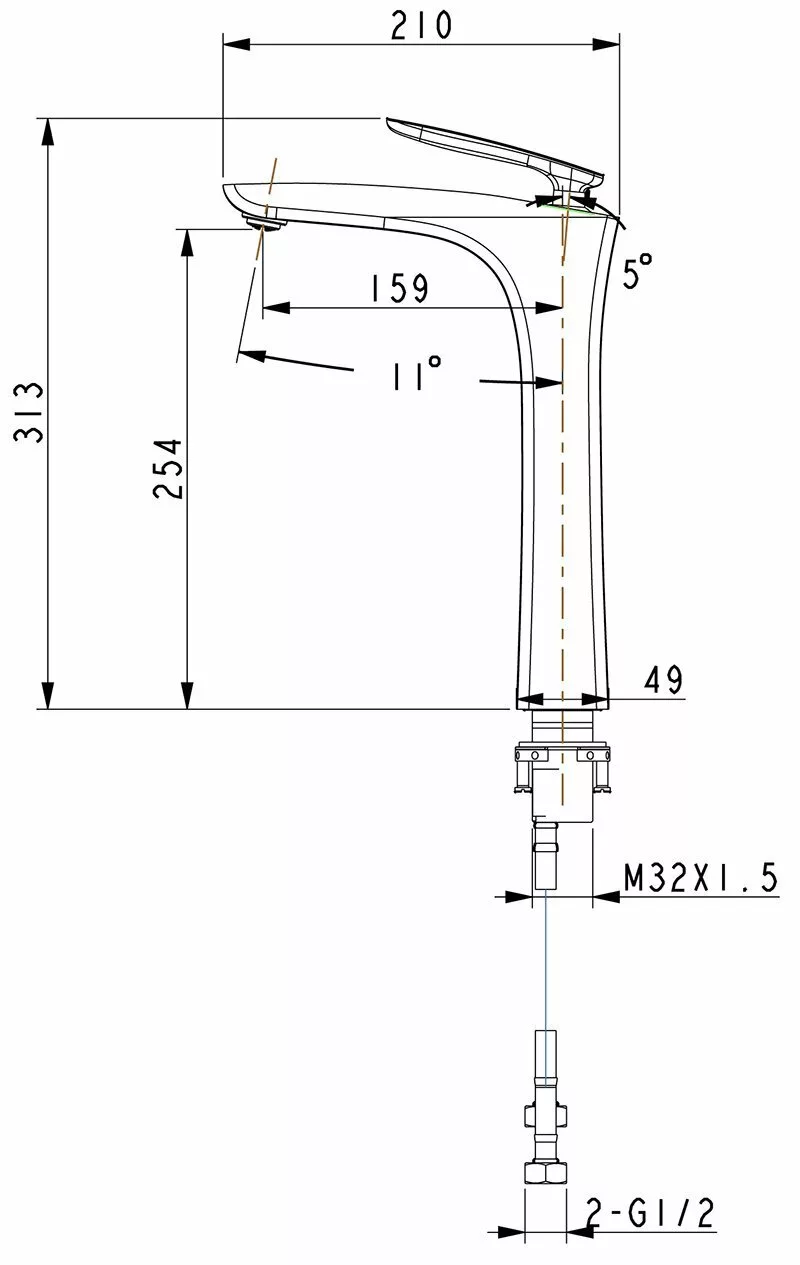 картинка Смеситель для раковины-чаши Timo Helmi 4011/03F черный 