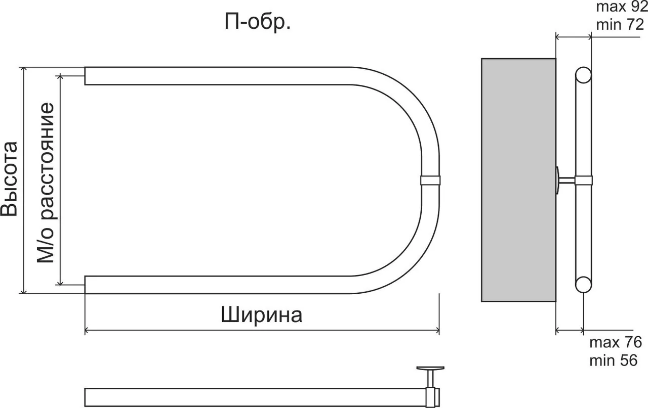 картинка Полотенцесушитель водяной Terminus П-образный 1" БШ 500х600 