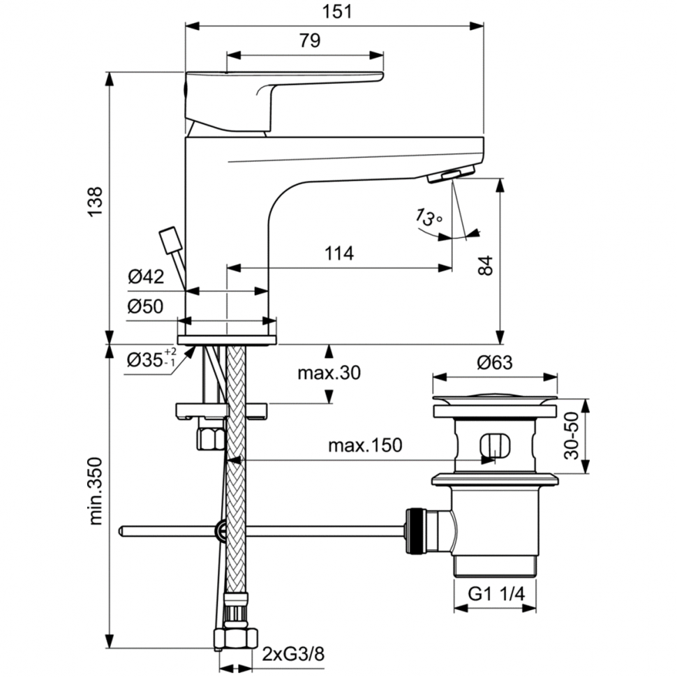 картинка Смеситель для раковины Ideal Standard CERAFINE MODEL O BC699U4 