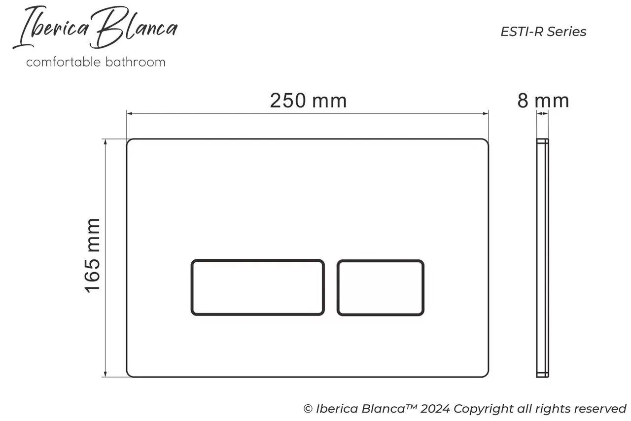 картинка Клавиша смыва 246 х 165 мм Iberica Blanca ESTI-R серый/графит матовый пластик 