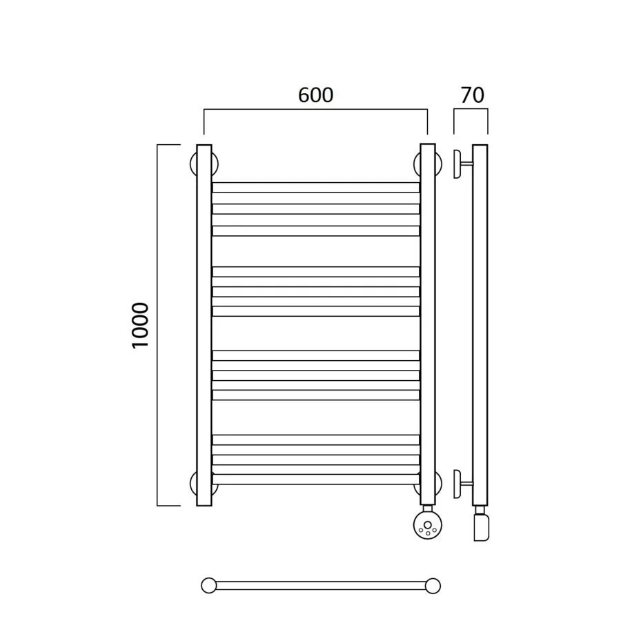 картинка Полотенцесушитель электрический ПРЯМАЯ групповая 100х60 ПРАВЫЙ Aquanerzh 00-12A10060_R 
