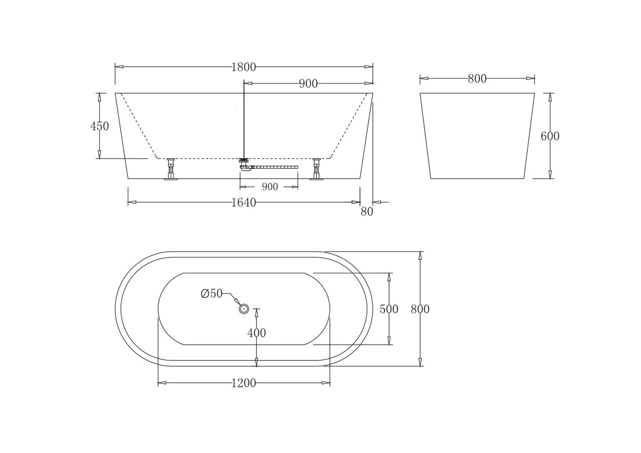 картинка Акриловая ванна без перелива BelBagno BB71-1800-W0 1800x800x600 