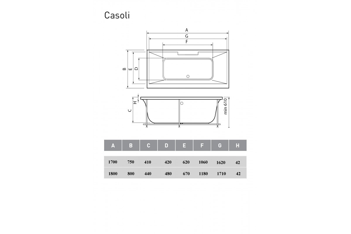 картинка Акриловая ванна Vayer Casoli 170x75 