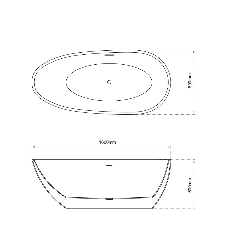 картинка Ванна отдельностоящая Grossman Fly GR-1103M 160x80x60 см 