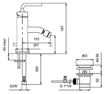 картинка Смеситель Jacob Delafon Purist E14434-4A-CP для биде 