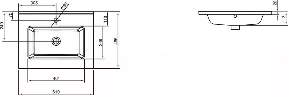 картинка Мебельная раковина Jacob Delafon Ola EXSA112 61 см 