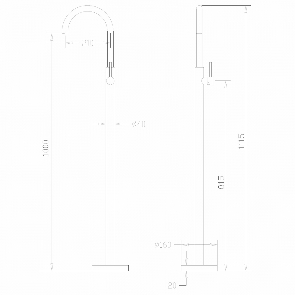 картинка Смеситель ABBER Wasser Kreis AF8141G напольный для раковины золото матовое 