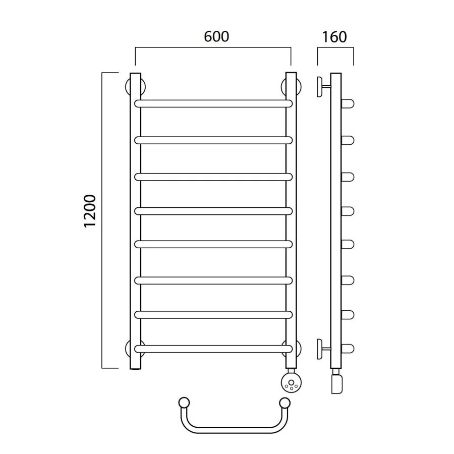 картинка Полотенцесушитель электрический СКОБА 120х60 ПРАВЫЙ Aquanerzh 00-08A12060_R 