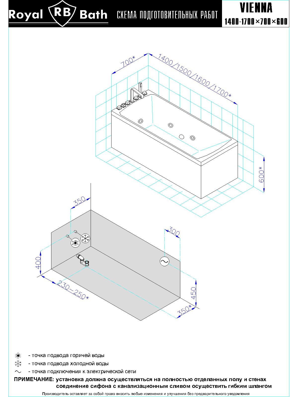 картинка Гидромассажная ванна Royal Bath VIENNA STANDART 160x70x58 