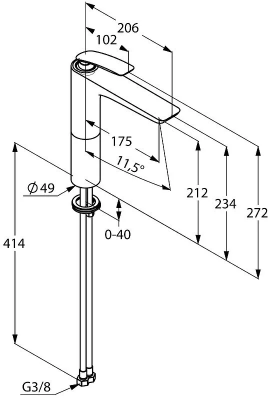 картинка Смеситель для раковины Kludi Balance 522968775, черный/хром 