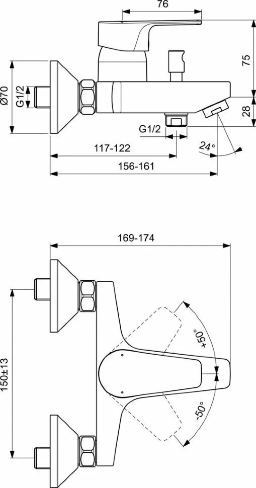 картинка Смеситель Ideal Standard BC692AA для ванны с душем 