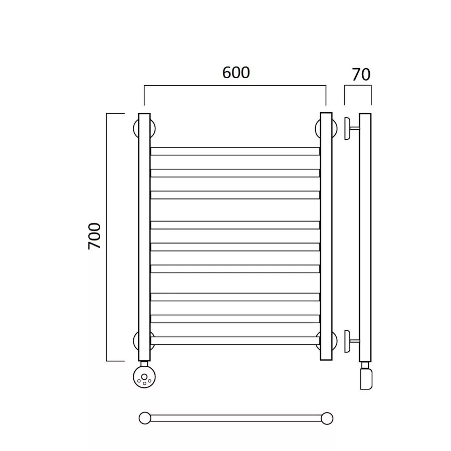 картинка Полотенцесушитель электрический ПРЯМАЯ групповая 70х60 ЛЕВЫЙ Aquanerzh 00-12A7060_L 