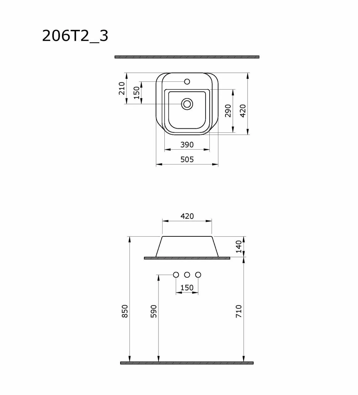 картинка Раковина Ambassador Benefit 206T20003 белая 