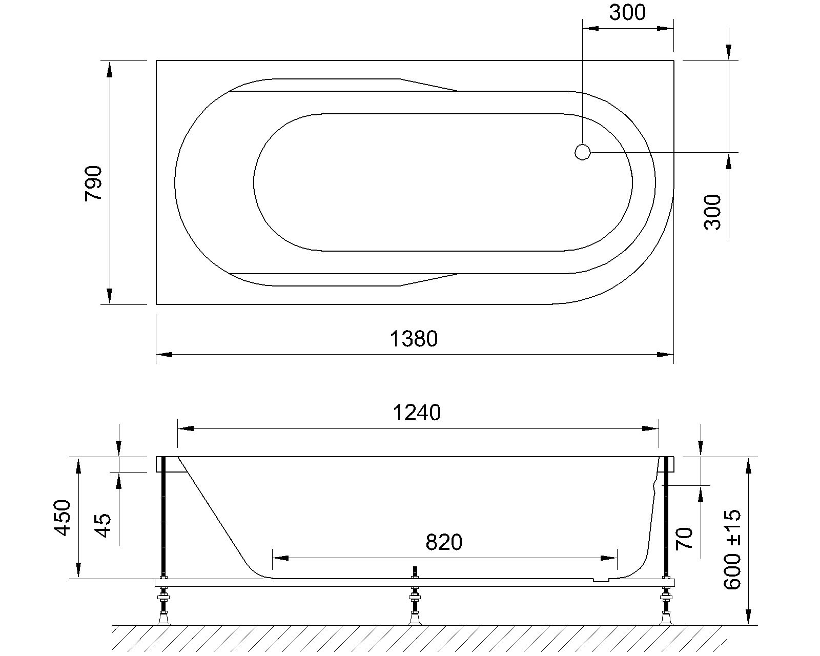 картинка Гидромассажная ванна Royal Bath AZUR DE LUXE 140x80x60L 