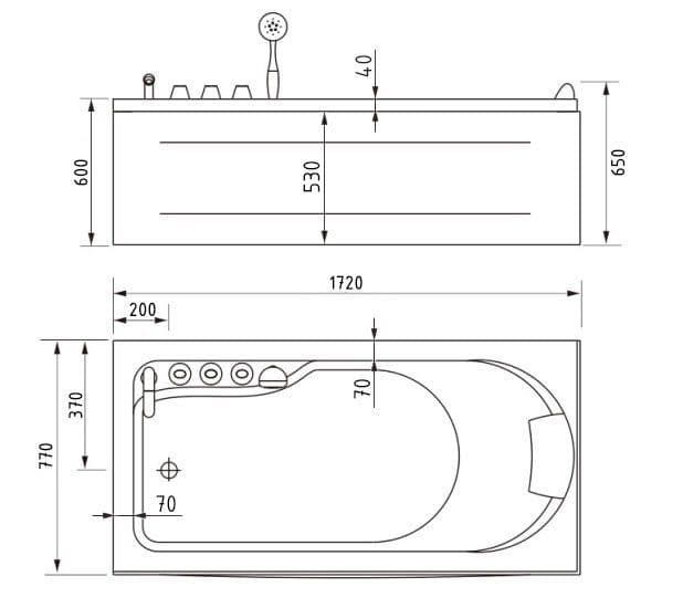 картинка Акриловая ванна Gemy G9006-1.7 B L 