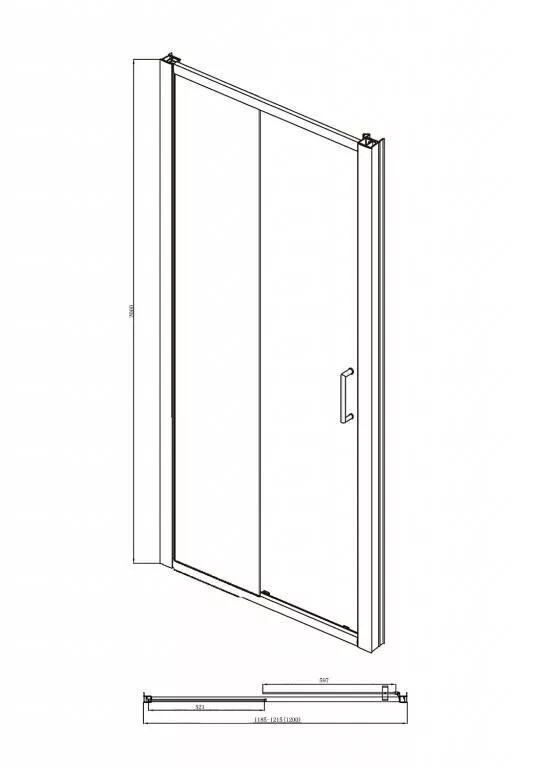 картинка Душевая дверь в нишу BRAVAT BLACKLINE BD120.4101B 