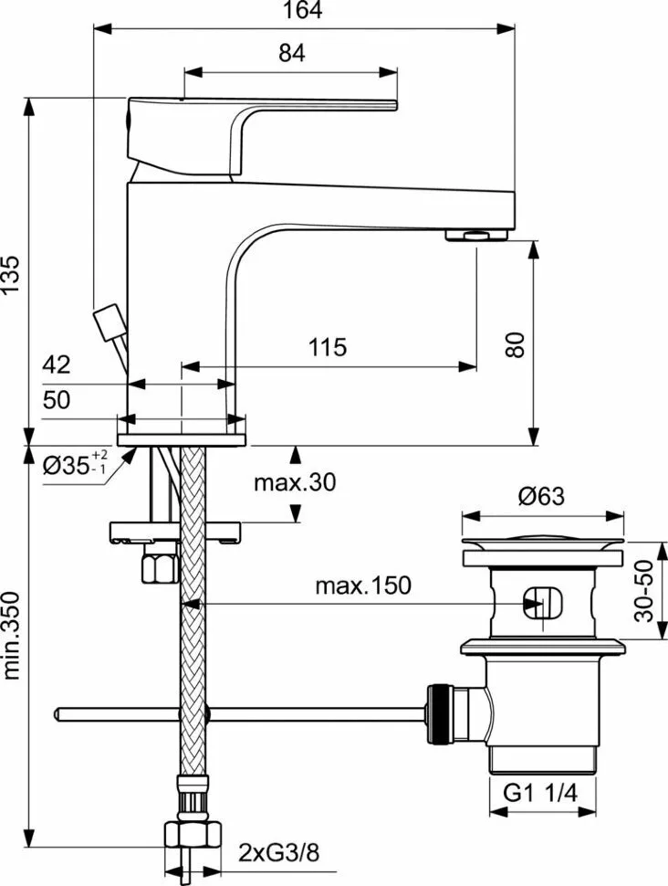 картинка Смеситель Ideal Standard BC685AA для раковины 