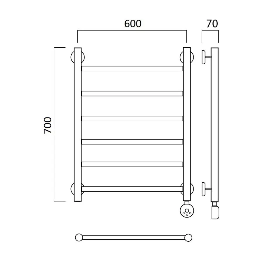 картинка Полотенцесушитель электрический ПРЯМАЯ 70х60 ПРАВЫЙ Aquanerzh 000-10A7060_R 