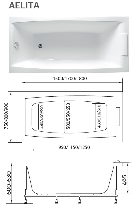 картинка Ванна Marka One AELITA 170x90 с каркасом 