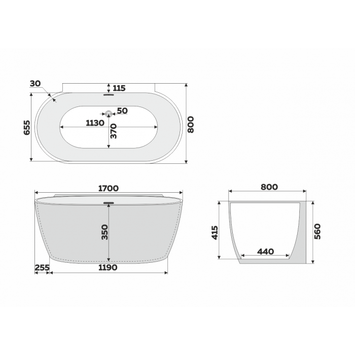 картинка Ванна отдельностоящая акриловая Delice Voyage 170х80 белая матовая DLR440106W 