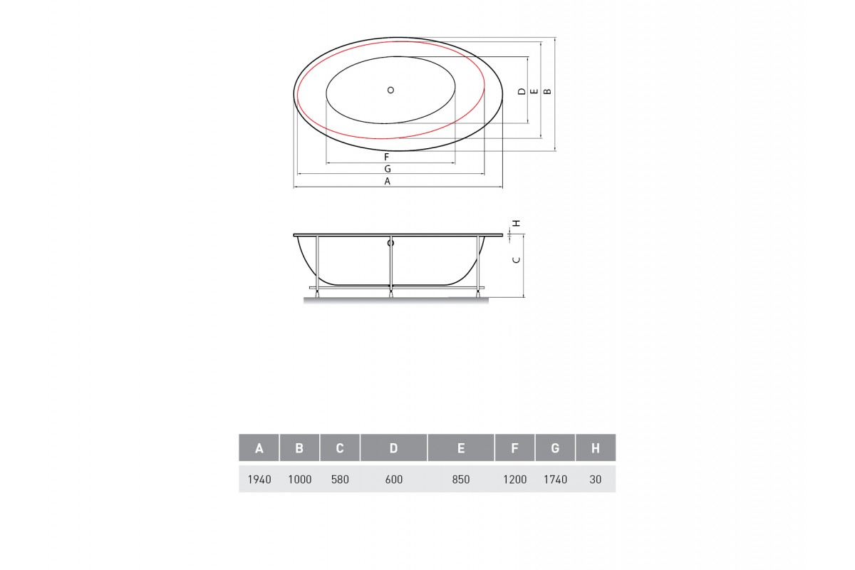 картинка Акриловая ванна Vayer Boomerang OVAL ETNA 194x100 c панелью 