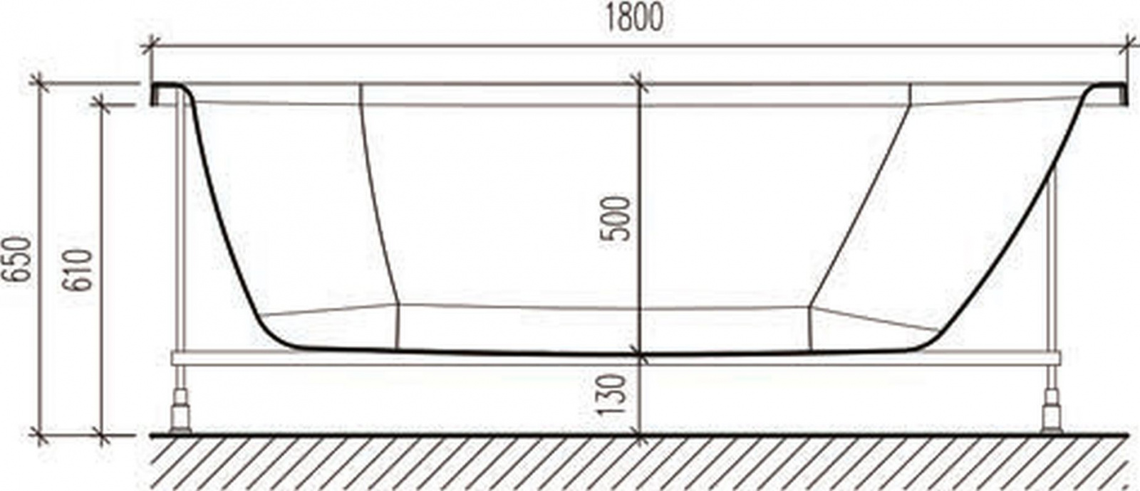 картинка Акриловая ванна Eurolux ORIO 180x80 с каркасом 