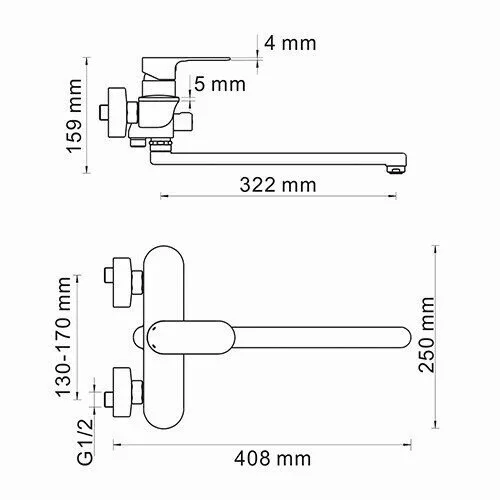 картинка Смеситель для ванны с длинным изливом WasserKRAFT Dinkel 5802L 