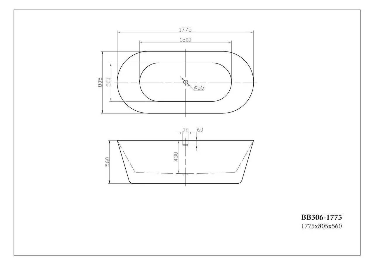 картинка Акриловая ванна BelBagno BB306-1775 