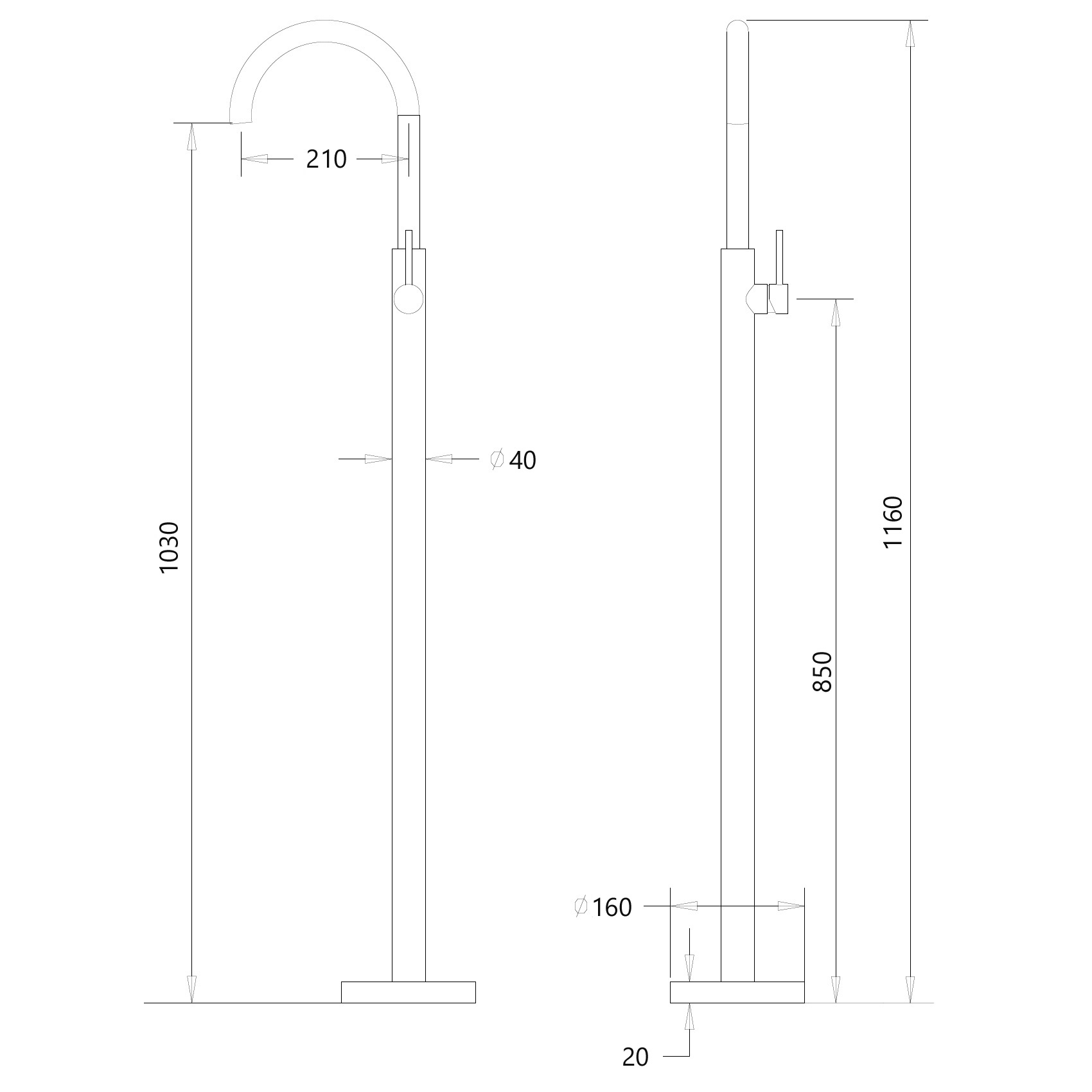 картинка Смеситель ABBER Wasser Kreis AF8141 напольный для раковины хром 