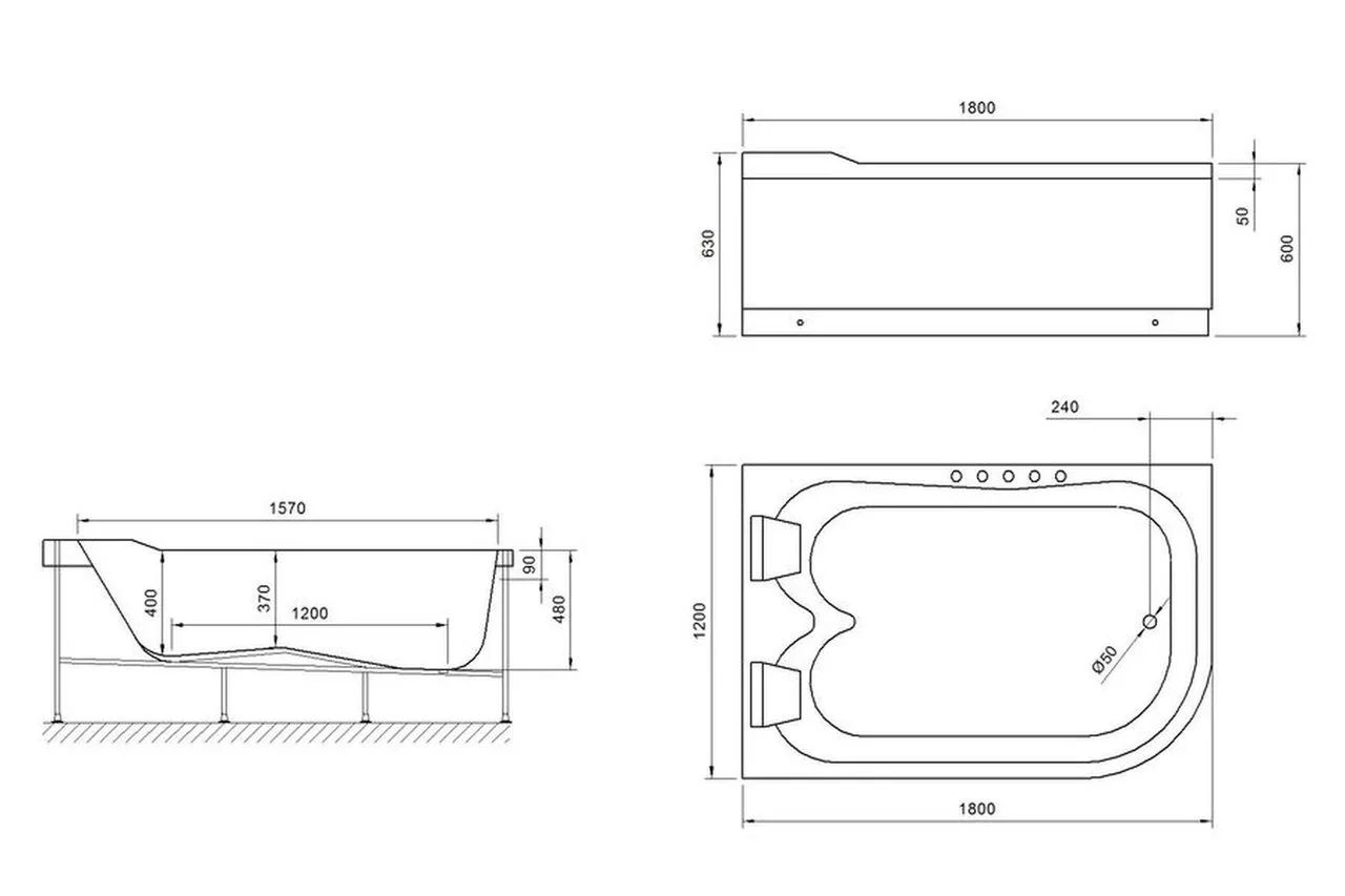 картинка Акриловая ванна Royal Bath Norway 180x120 L с каркасом 