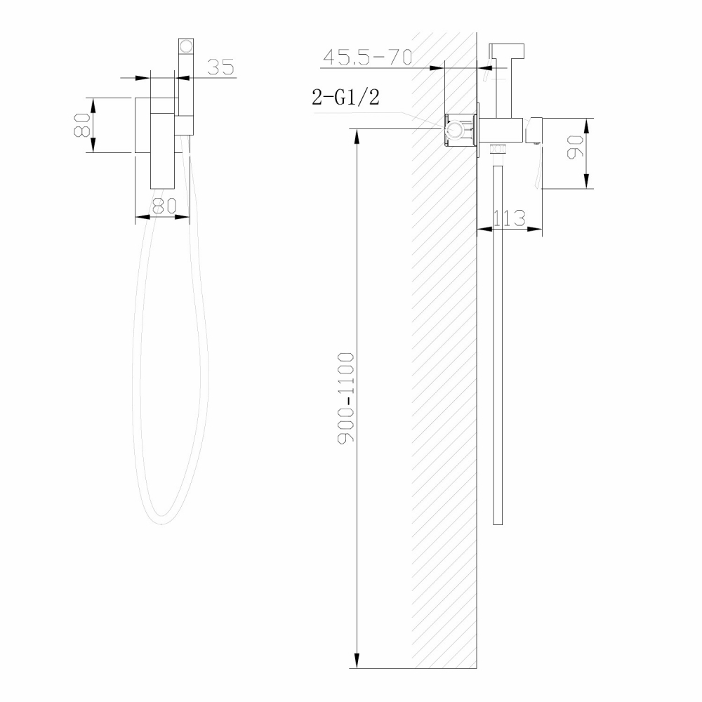 картинка Смеситель ABBER Wasserfall AF8625G с гигиеническим душем золото матовое 