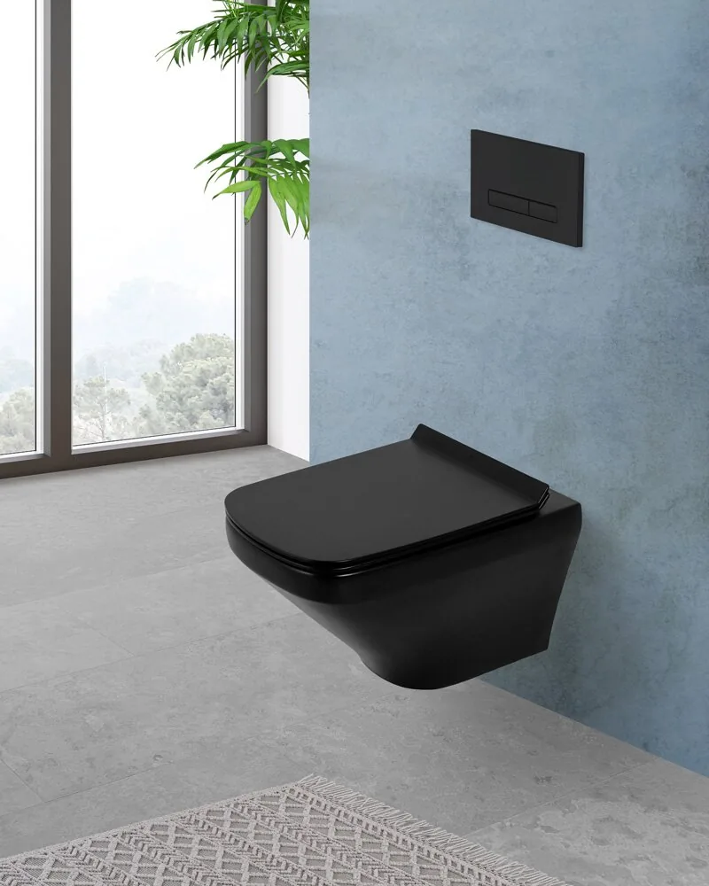 картинка Унитаз подвесной безободковый BelBagno SELA черный BB3201CHR-MB/BB3201SC-MB 